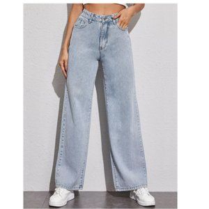 Acid Wash High-Rise Wide Leg Jean
